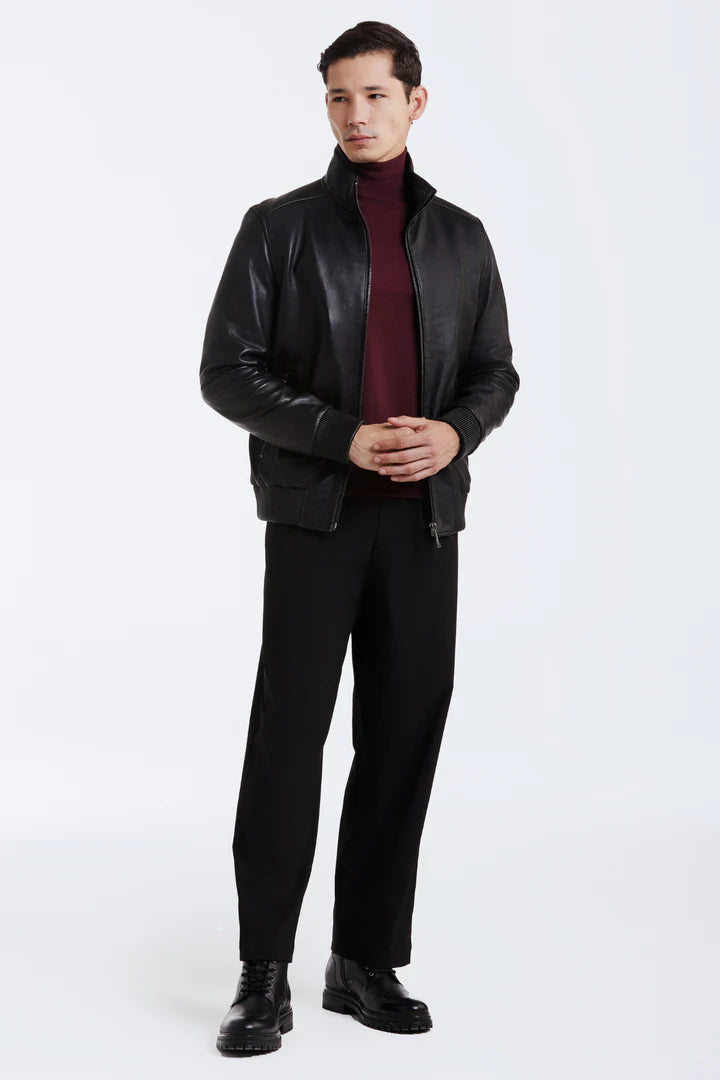 ASHER Lamb Leather Bomber Jacket