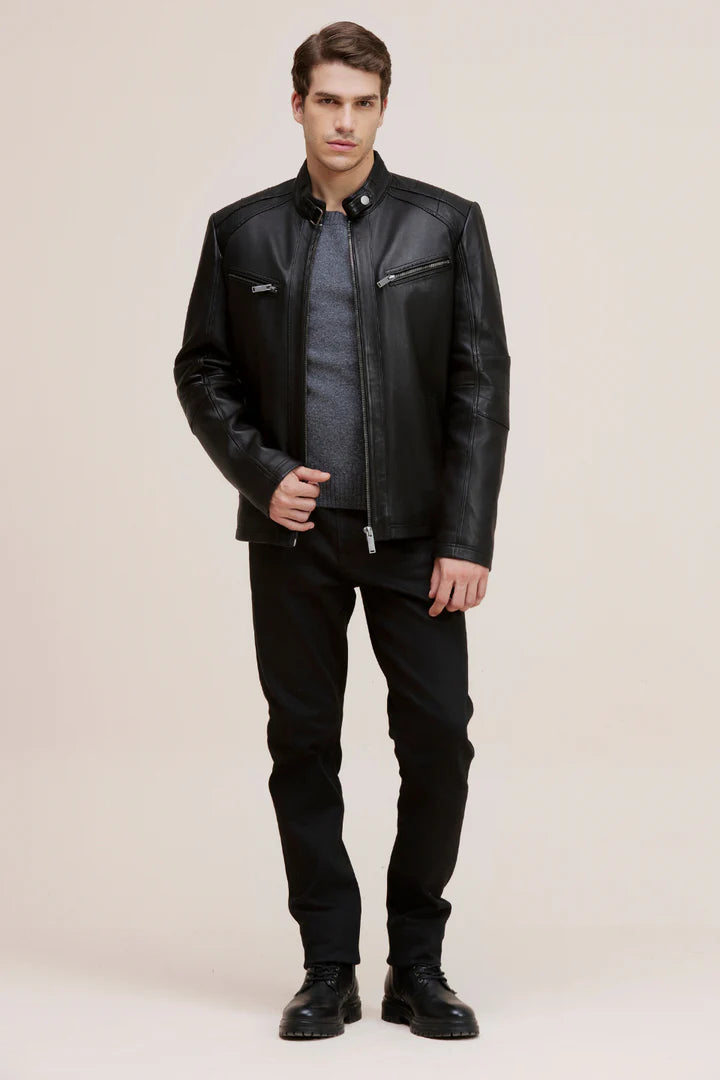 RONAN Modern Lamb Leather Racer Jacket