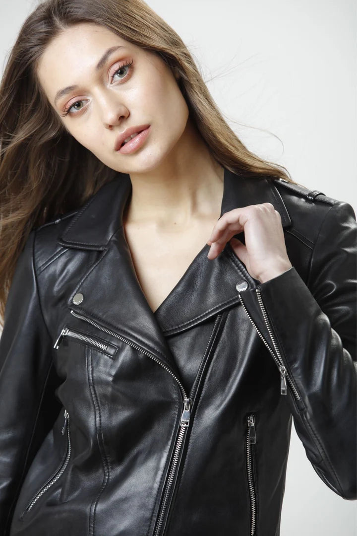 JULIETTE Classic Lambskin Biker Jacket