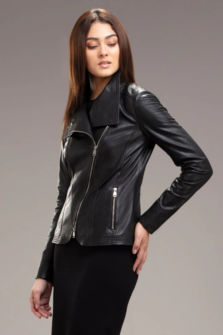 ELIZA Slim-Fit Lamb Leather Bomber Jacket