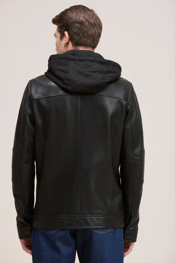 JAXON Lamb Leather Jacket with Zip-Out Hood