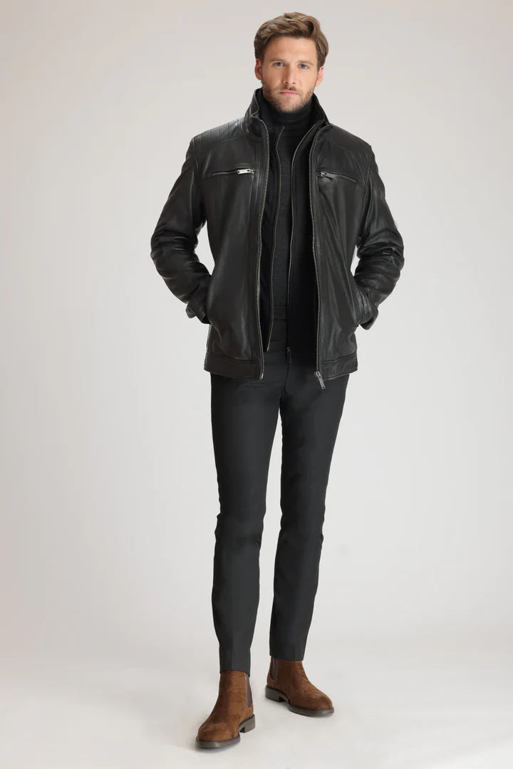 EDRIK Slim-Fit Lamb Leather Jacket