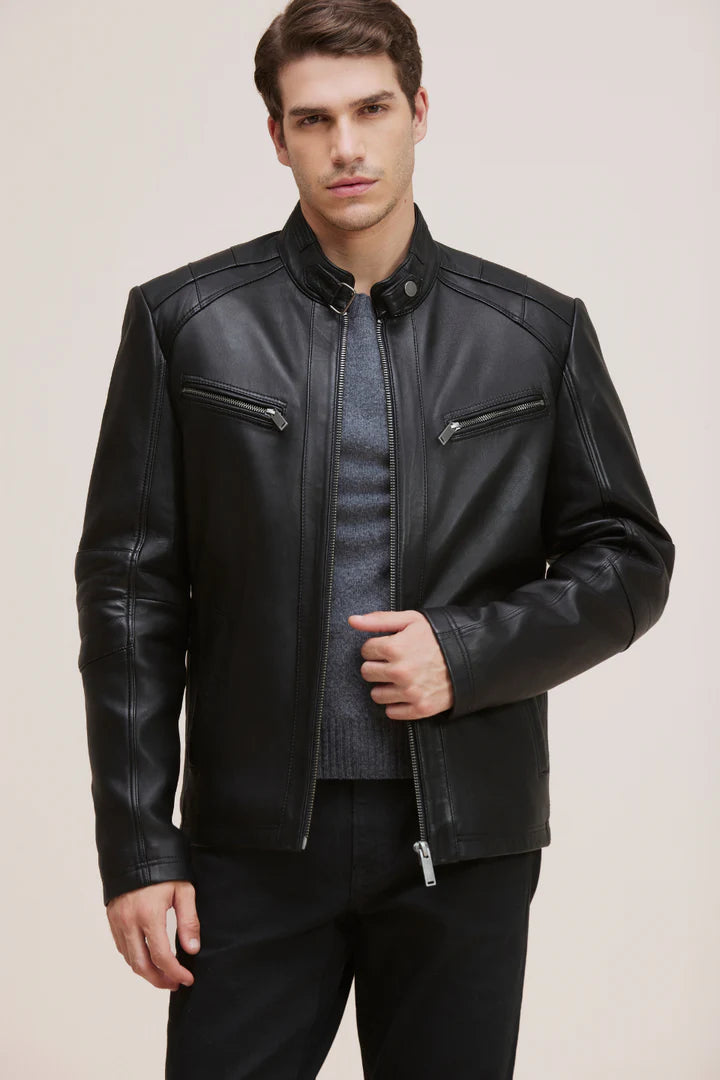 RONAN Modern Lamb Leather Racer Jacket