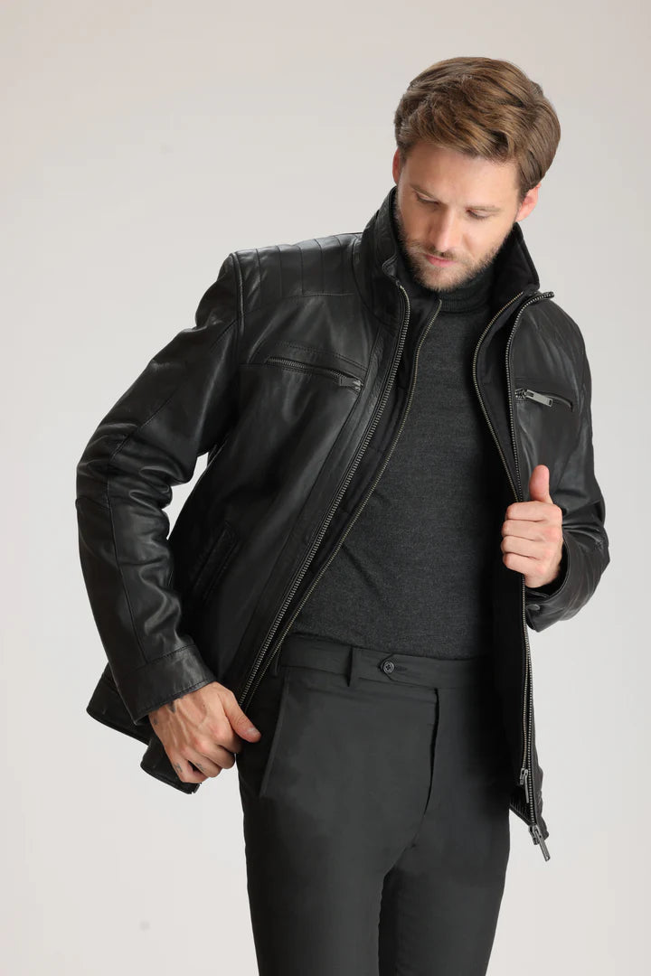 EDRIK Slim-Fit Lamb Leather Jacket