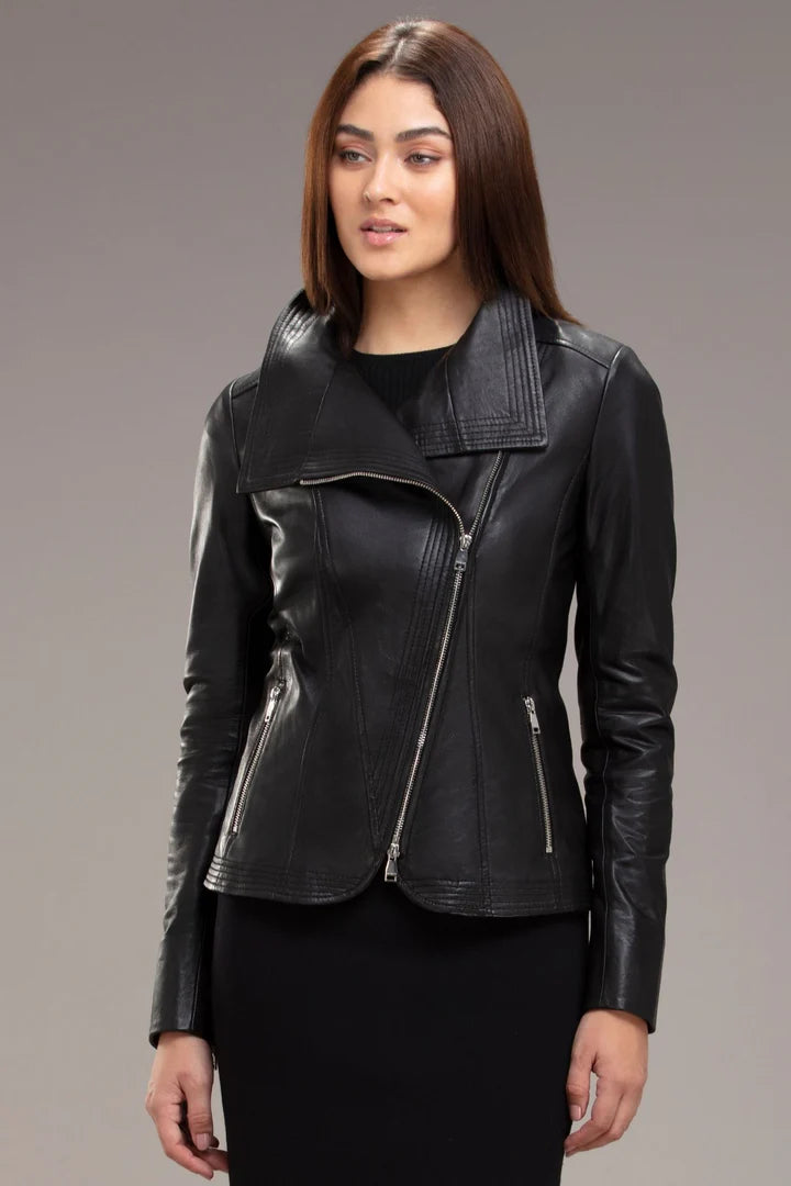 ELIZA Slim-Fit Lamb Leather Bomber Jacket