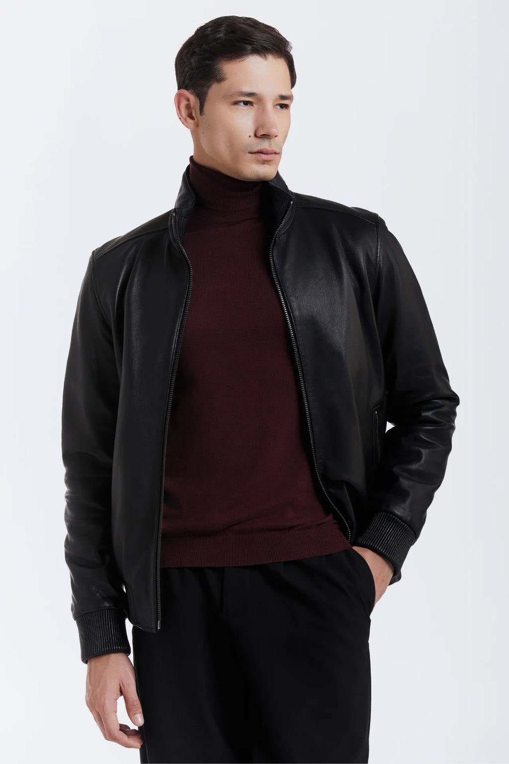 ASHER Lamb Leather Bomber Jacket