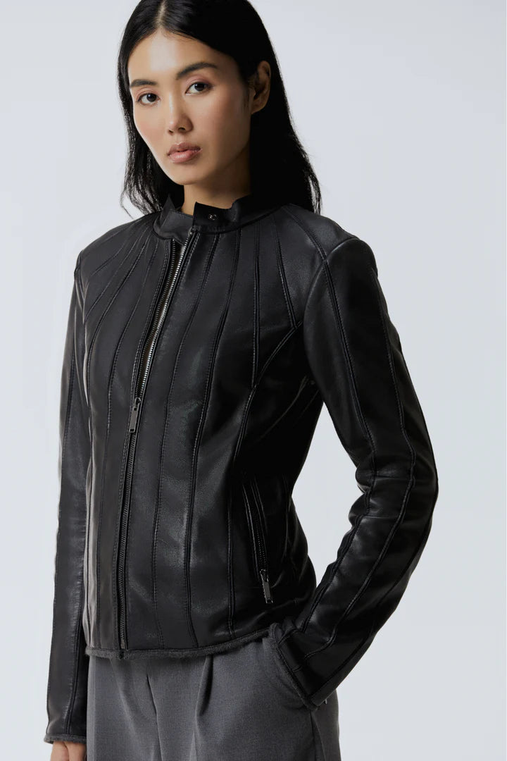 AGATHA Lamb Leather Fitted Jacket