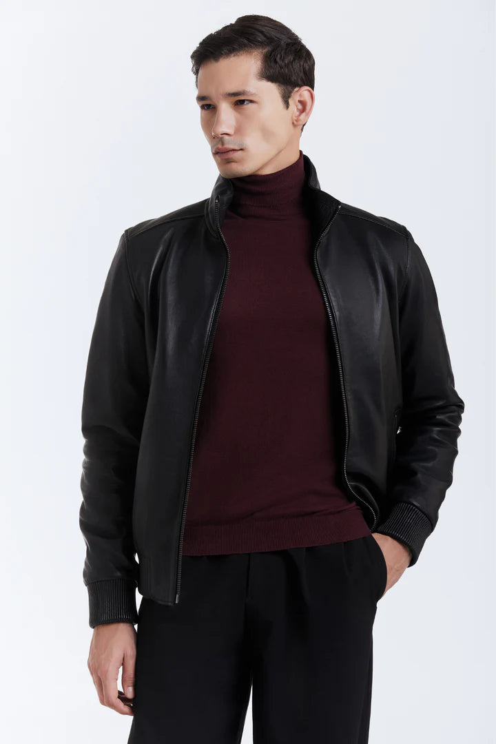 ASHER Lamb Leather Bomber Jacket