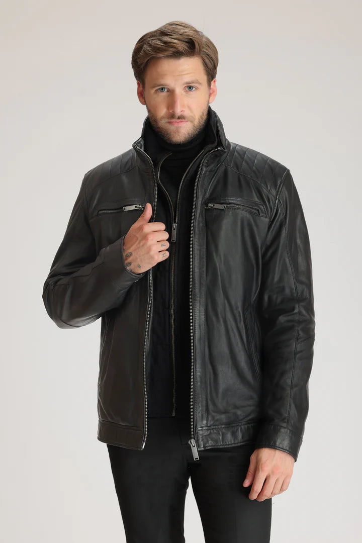 EDRIK Slim-Fit Lamb Leather Jacket