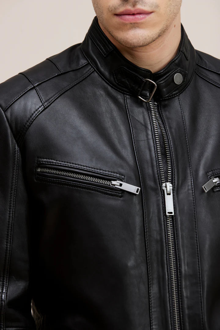 RONAN Modern Lamb Leather Racer Jacket