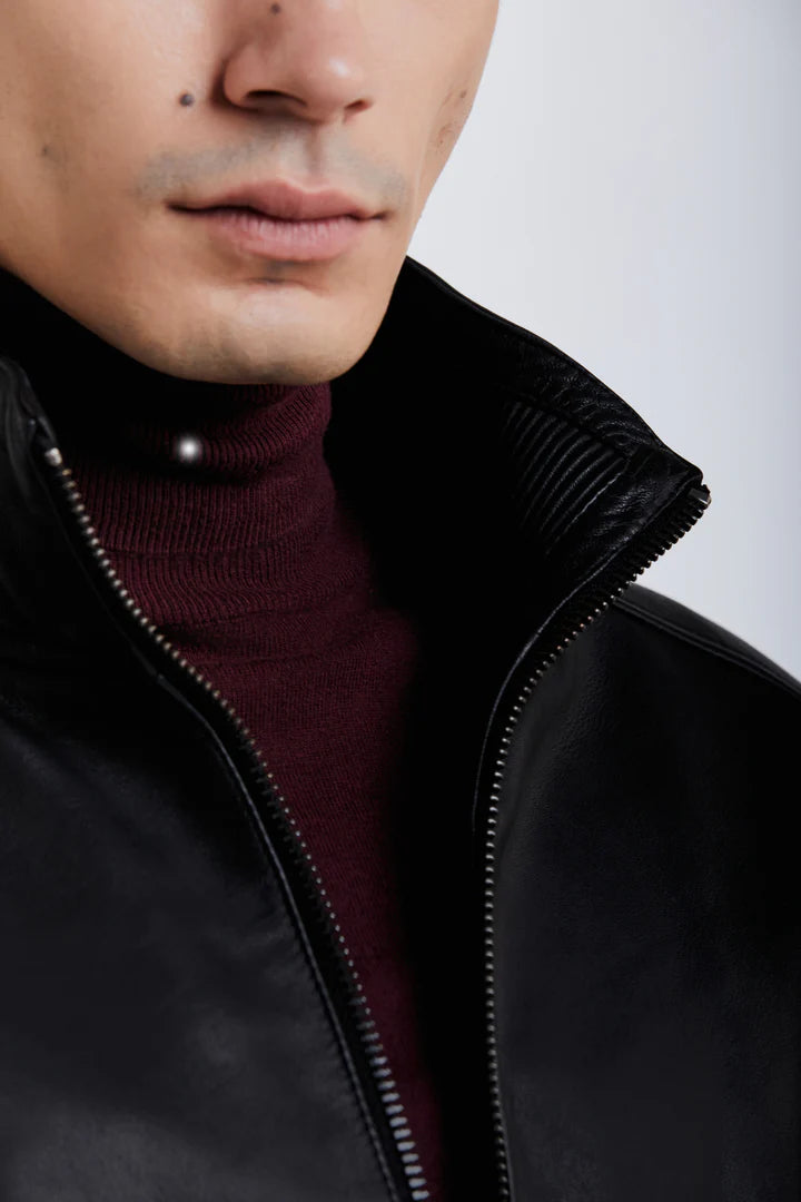 ASHER Lamb Leather Bomber Jacket