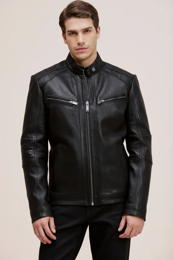 RONAN Modern Lamb Leather Racer Jacket