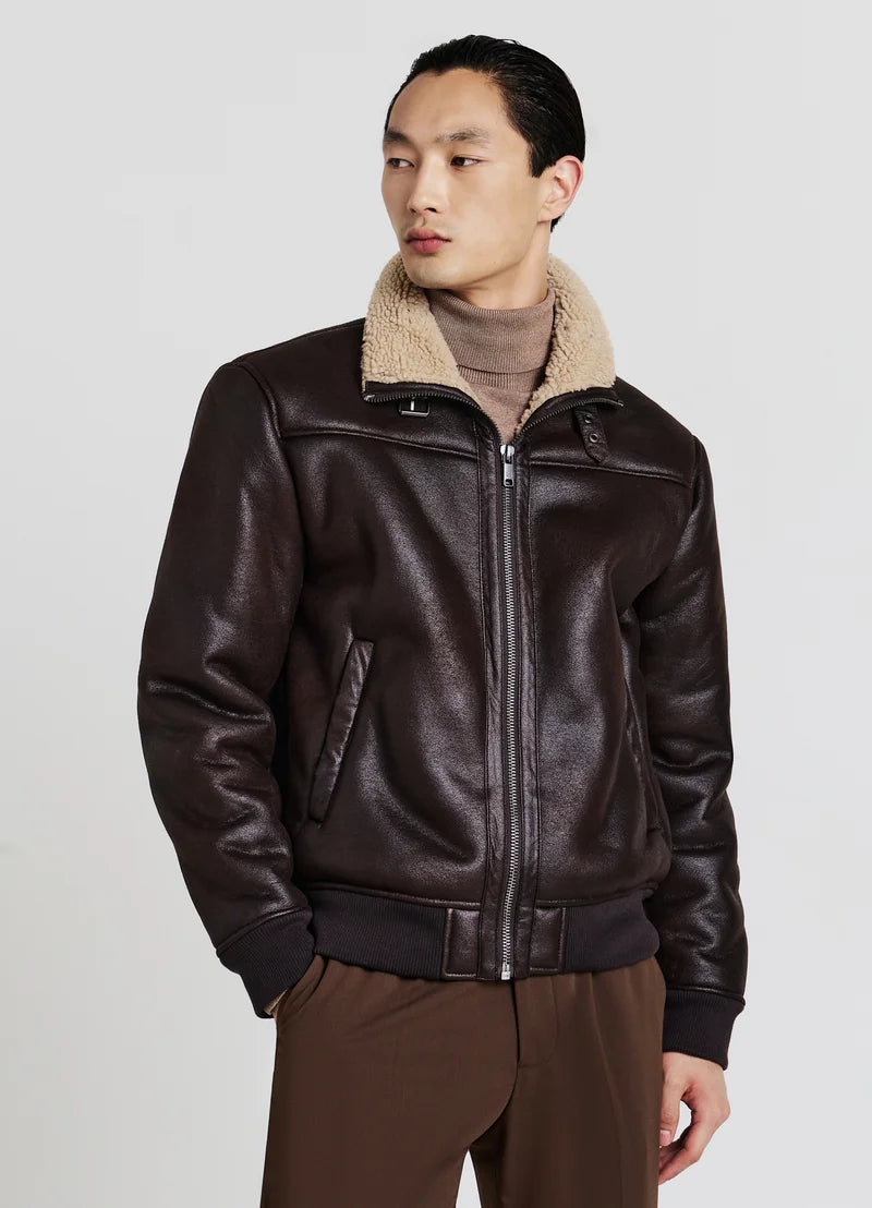 GIUBB – Faux Leather Jacket (Brown)