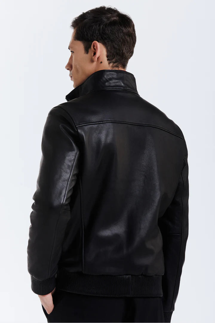 ASHER Lamb Leather Bomber Jacket