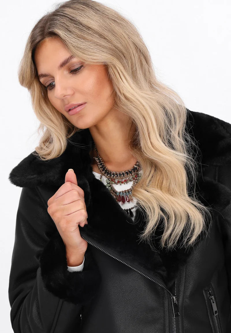 FAUX LEATHER JACKET – Black