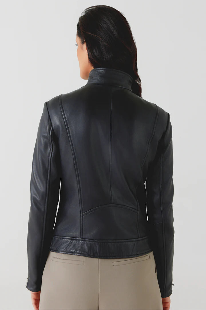 ADELYN Classic Lamb Leather Biker Jacket