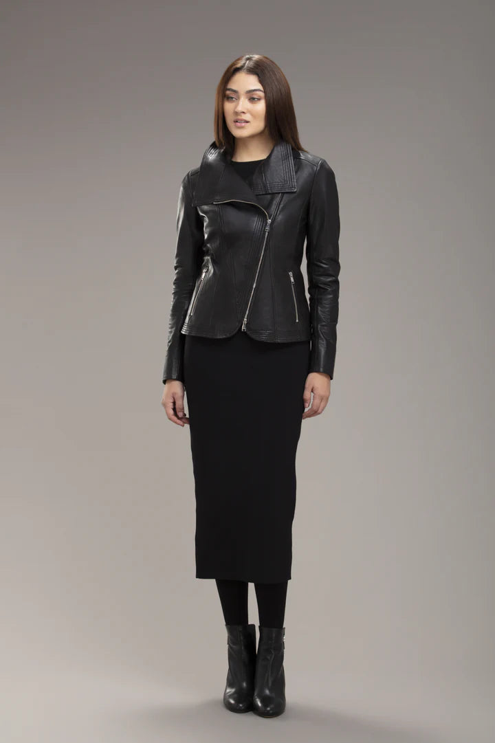 ELIZA Slim-Fit Lamb Leather Bomber Jacket