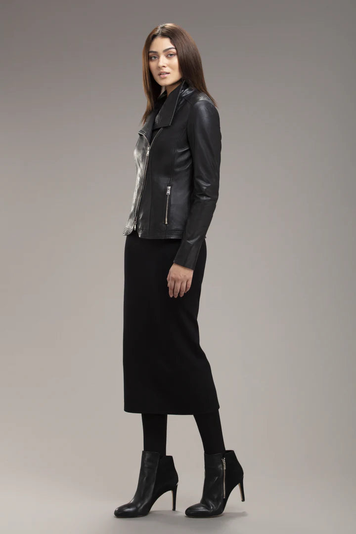 ELIZA Slim-Fit Lamb Leather Bomber Jacket