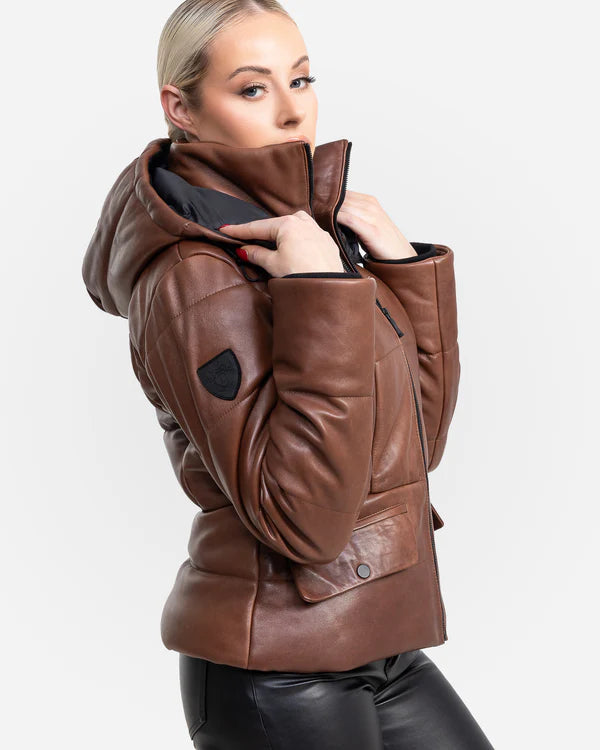 CHLOÉ – Women’s Genuine Leather Winter Coat with Removable Hood