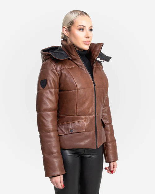 CHLOÉ – Women’s Genuine Leather Winter Coat with Removable Hood