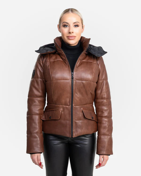 CHLOÉ – Women’s Genuine Leather Winter Coat with Removable Hood