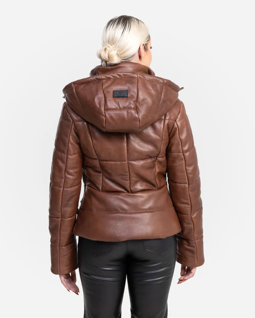 CHLOÉ – Women’s Genuine Leather Winter Coat with Removable Hood