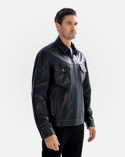 LOGAN – Black Lambskin Leather Jacket