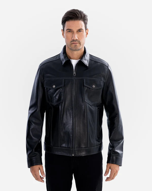 LOGAN – Black Lambskin Leather Jacket