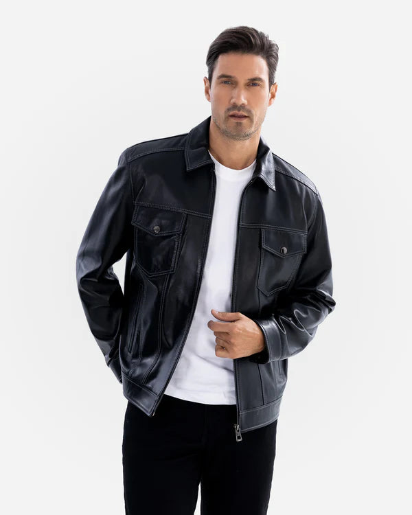 LOGAN – Black Lambskin Leather Jacket