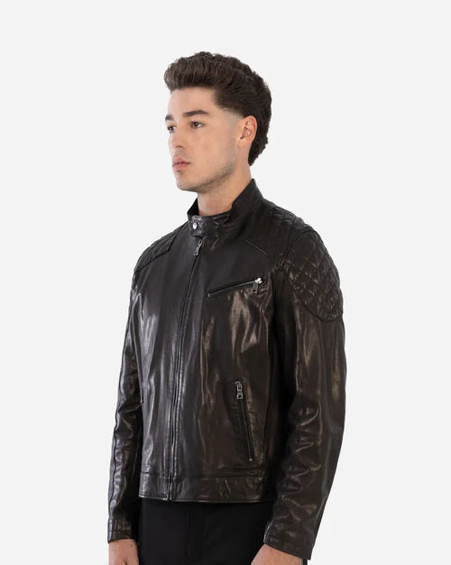 MILAN – Dark Brown Lambskin Moto Leather Jacket