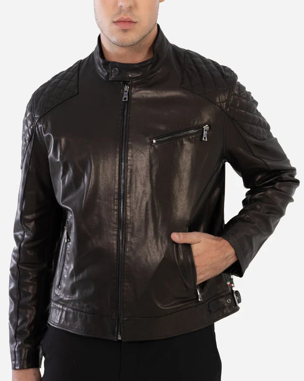 MILAN – Dark Brown Lambskin Moto Leather Jacket