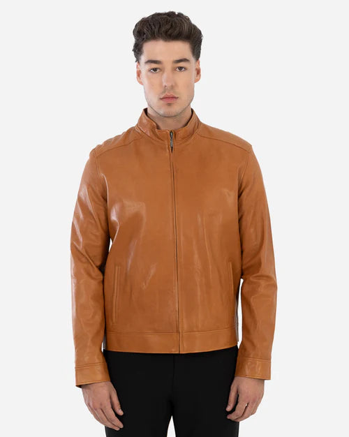 CRUZ – Classic Tan Lambskin Leather Jacket