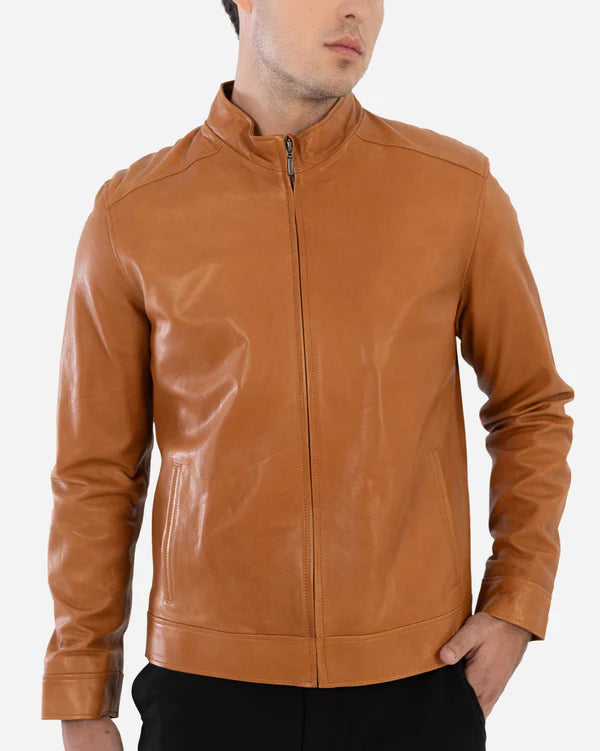 CRUZ – Classic Tan Lambskin Leather Jacket