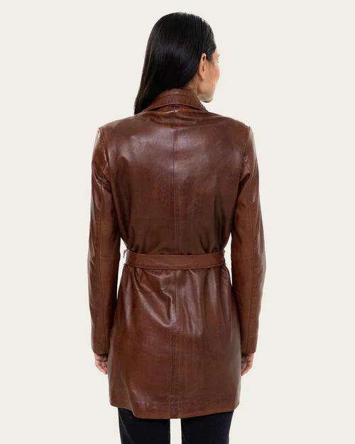 KASHA – Women’s Genuine Lambskin Leather Trench Coat