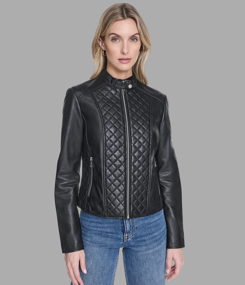 MARLETTE – Quilted Leather Racer Jacket