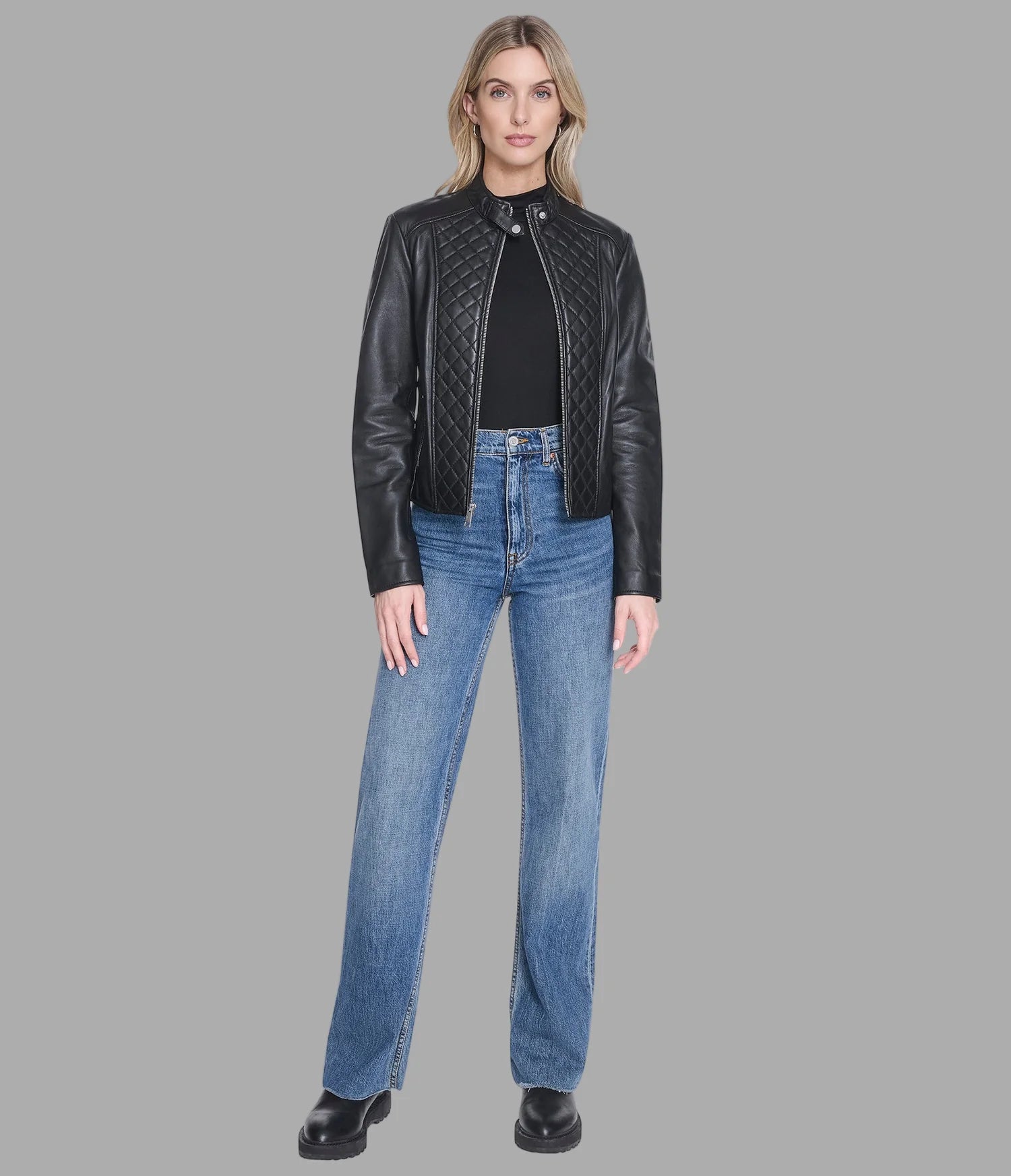 MARLETTE – Quilted Leather Racer Jacket