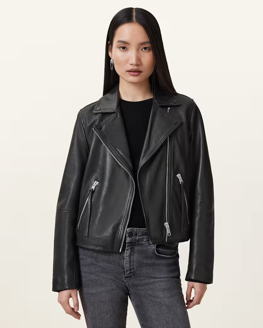 Dalby Slim Fit Leather Biker Jacket