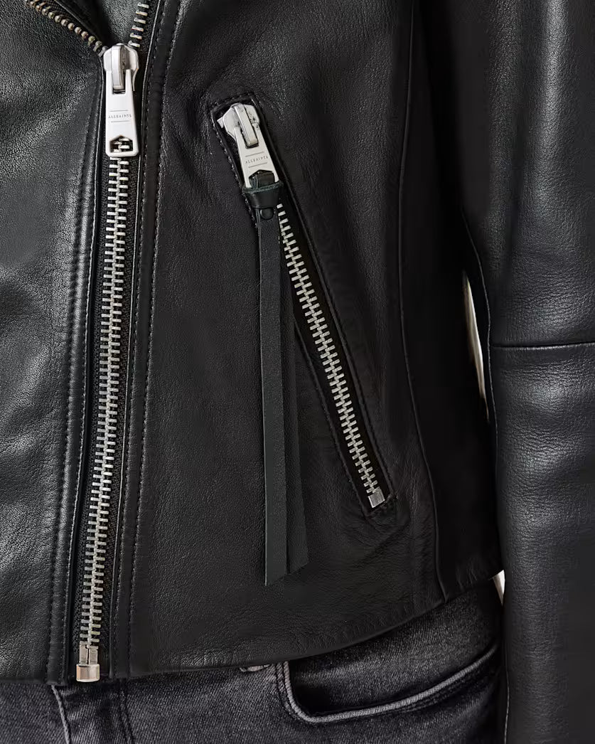 Dalby Slim Fit Leather Biker Jacket