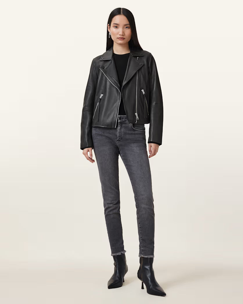 Dalby Slim Fit Leather Biker Jacket