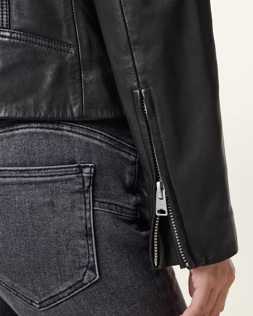 Dalby Slim Fit Leather Biker Jacket