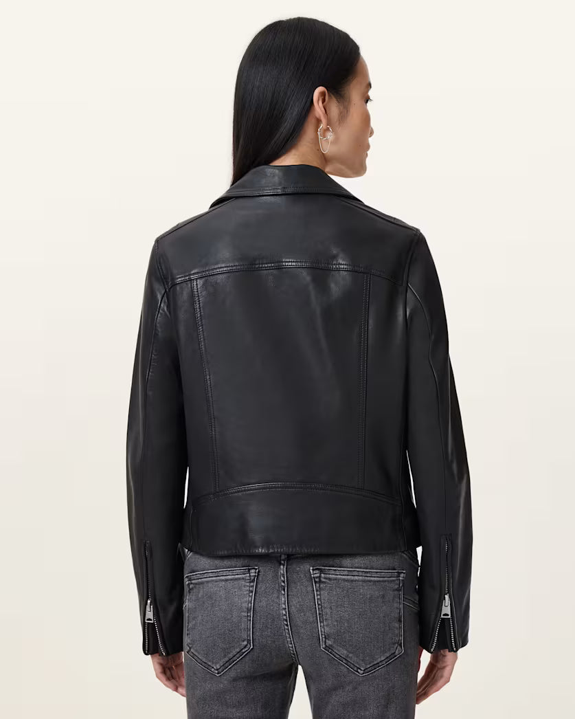 Dalby Slim Fit Leather Biker Jacket