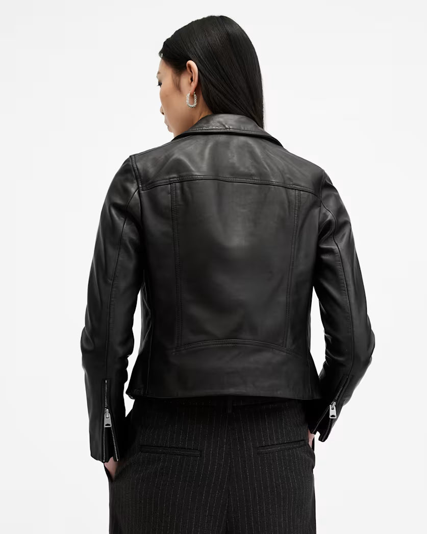 Dalby Slim Fit Leather Biker Jacket