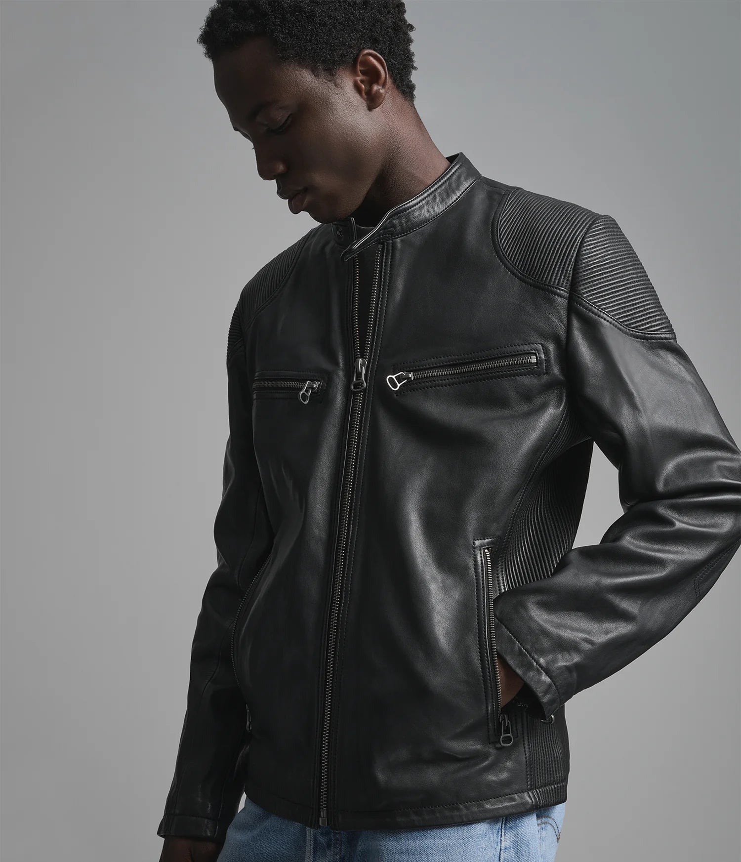 DREW – Men’s Leather Racer Jacket