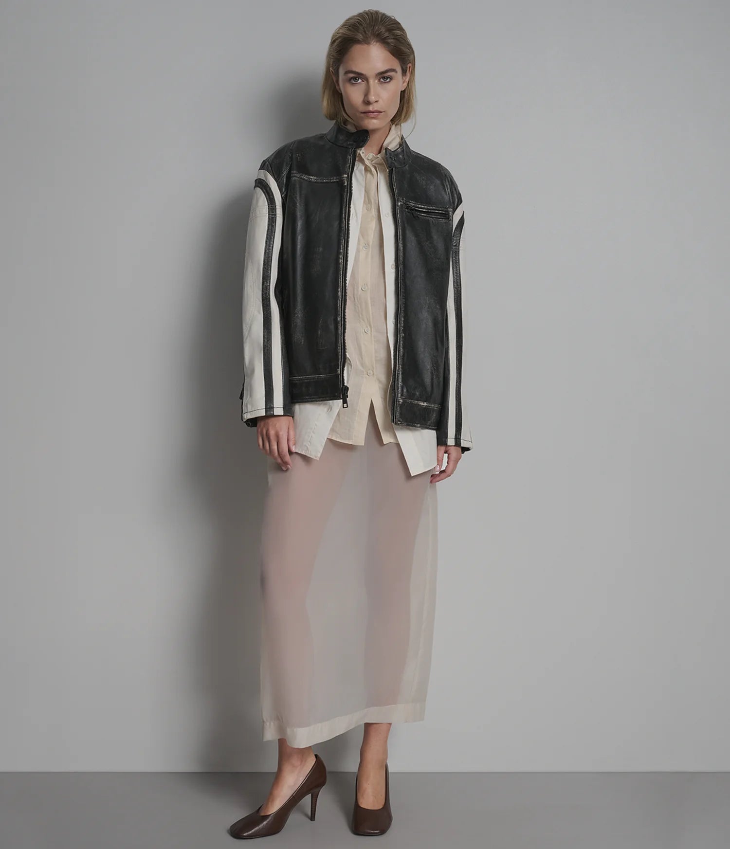 MILLIE – Women’s Oversized Vintage Striped Racer Jacket