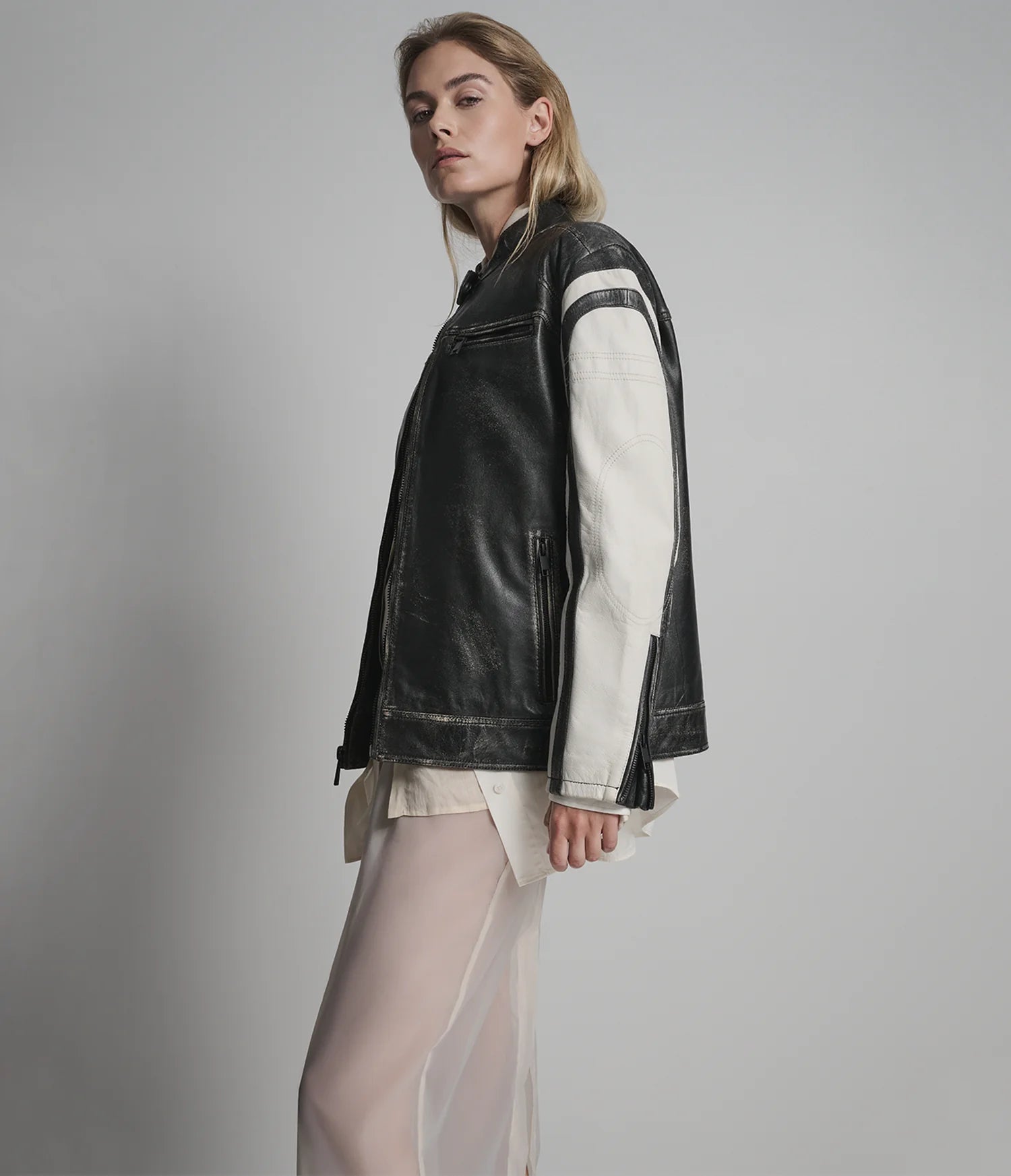 MILLIE – Women’s Oversized Vintage Striped Racer Jacket