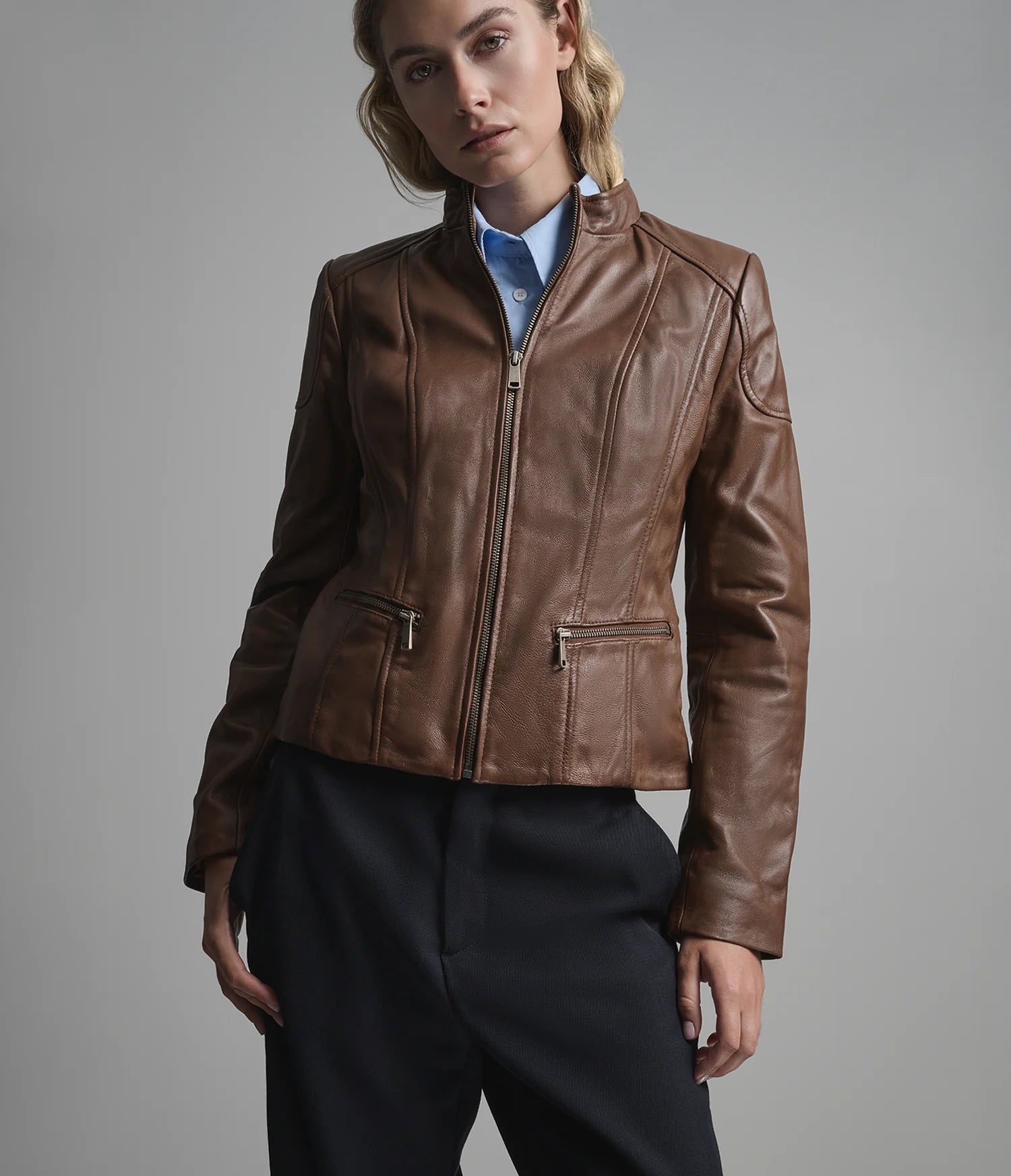 CAITLIN – Women’s Leather Scuba Jacket