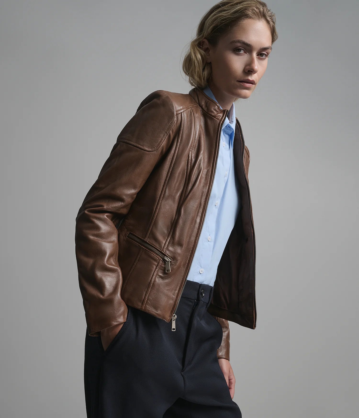 CAITLIN – Women’s Leather Scuba Jacket